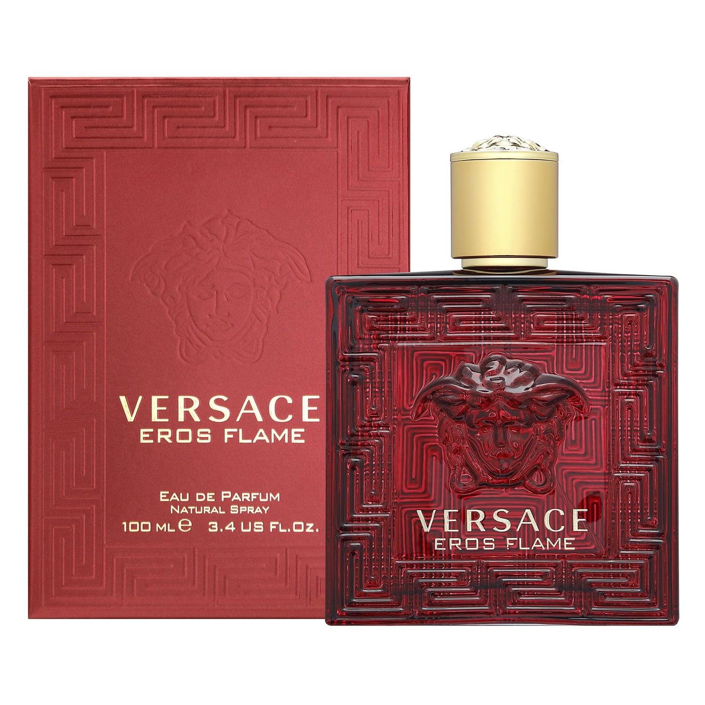 Eros Flame Eau De Parfum, Cologne for Men, 3.4 Fl Oz