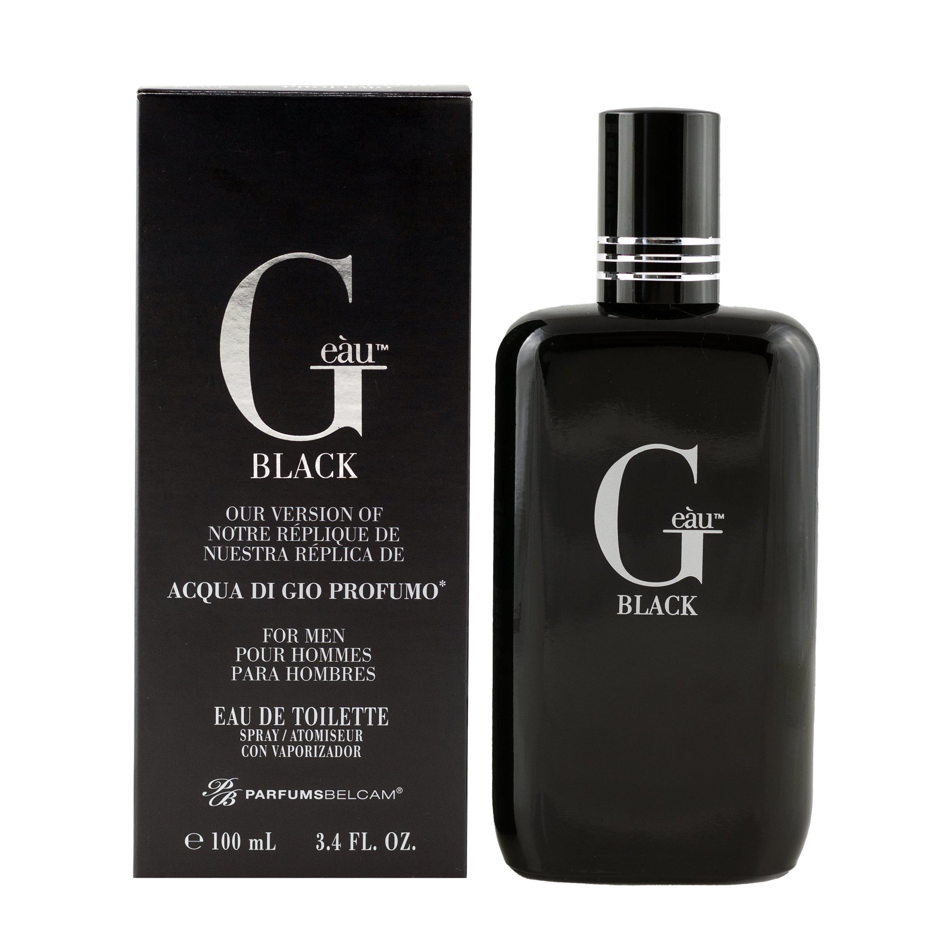 Geau Black Eau De Toilette Spray, Cologne for Men, 3.4 Fl Oz