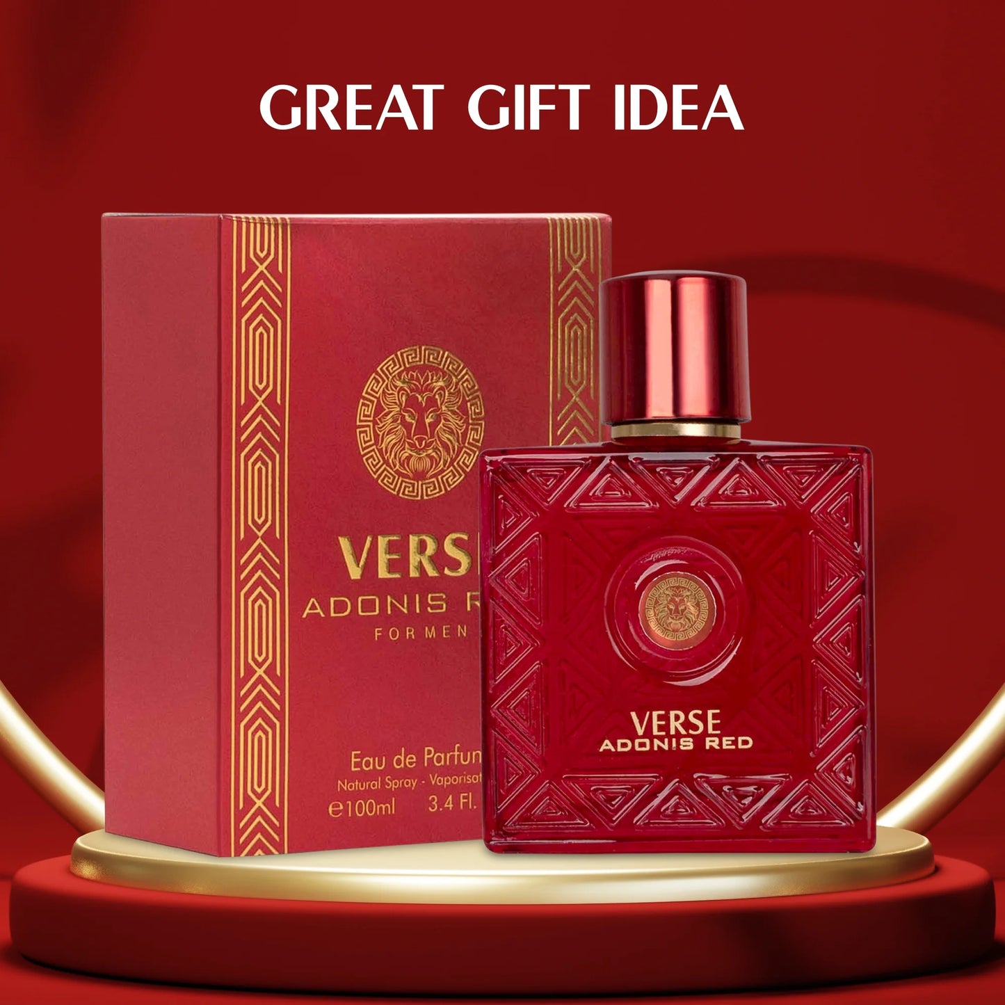 Adonis Red for Men - 100Ml Eau De Parfum Spray for Men - Long Lasting Fruity Warm & Floral Fragrance Smell Fresh All Day Long Includes Carrying Pouch Gift for Men for All Occasions